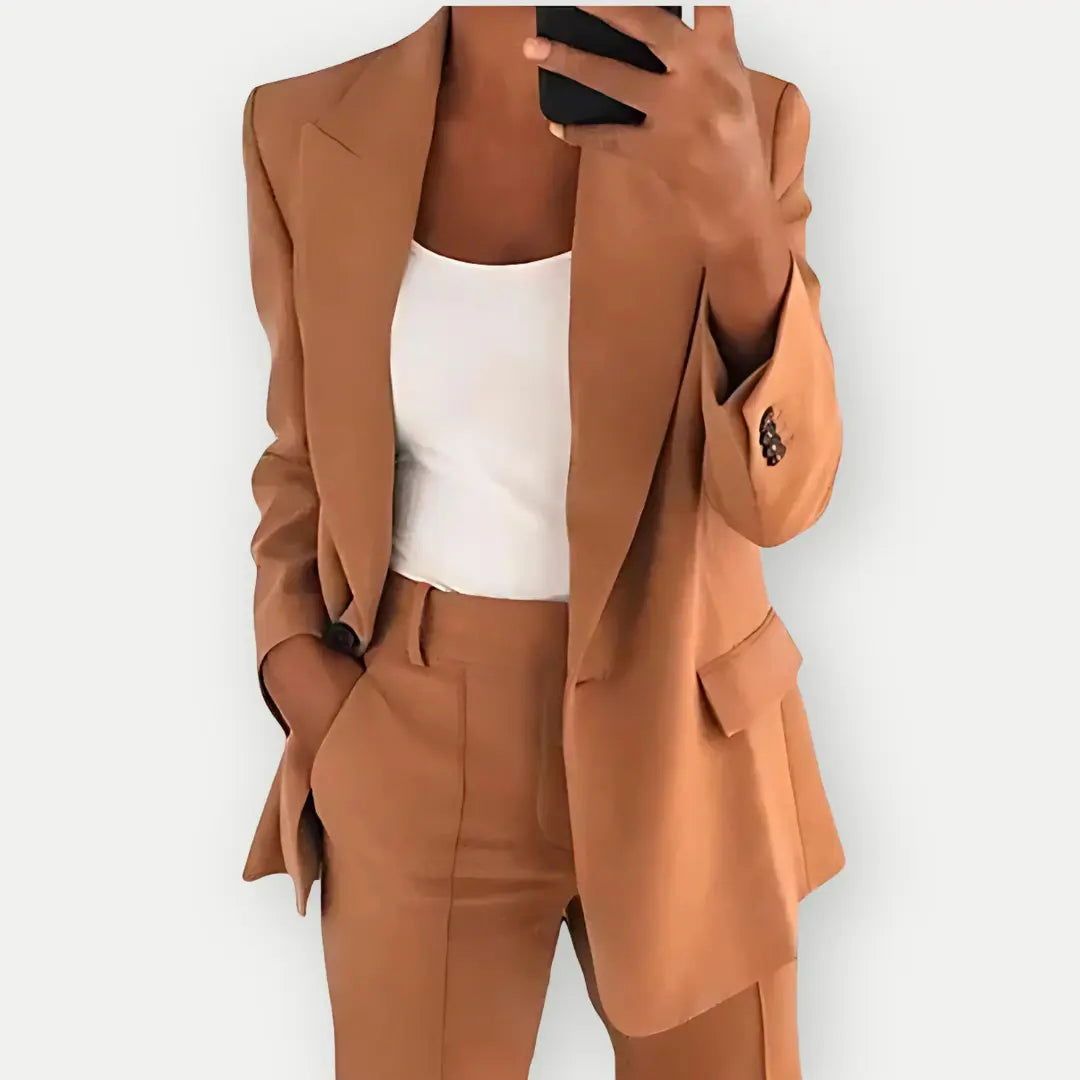 Women's Tailored Blazer and Trouser Set | Elegant Professional Outfit-Suits & Blazers-Mykonostore-Brown-S-Mykonostore