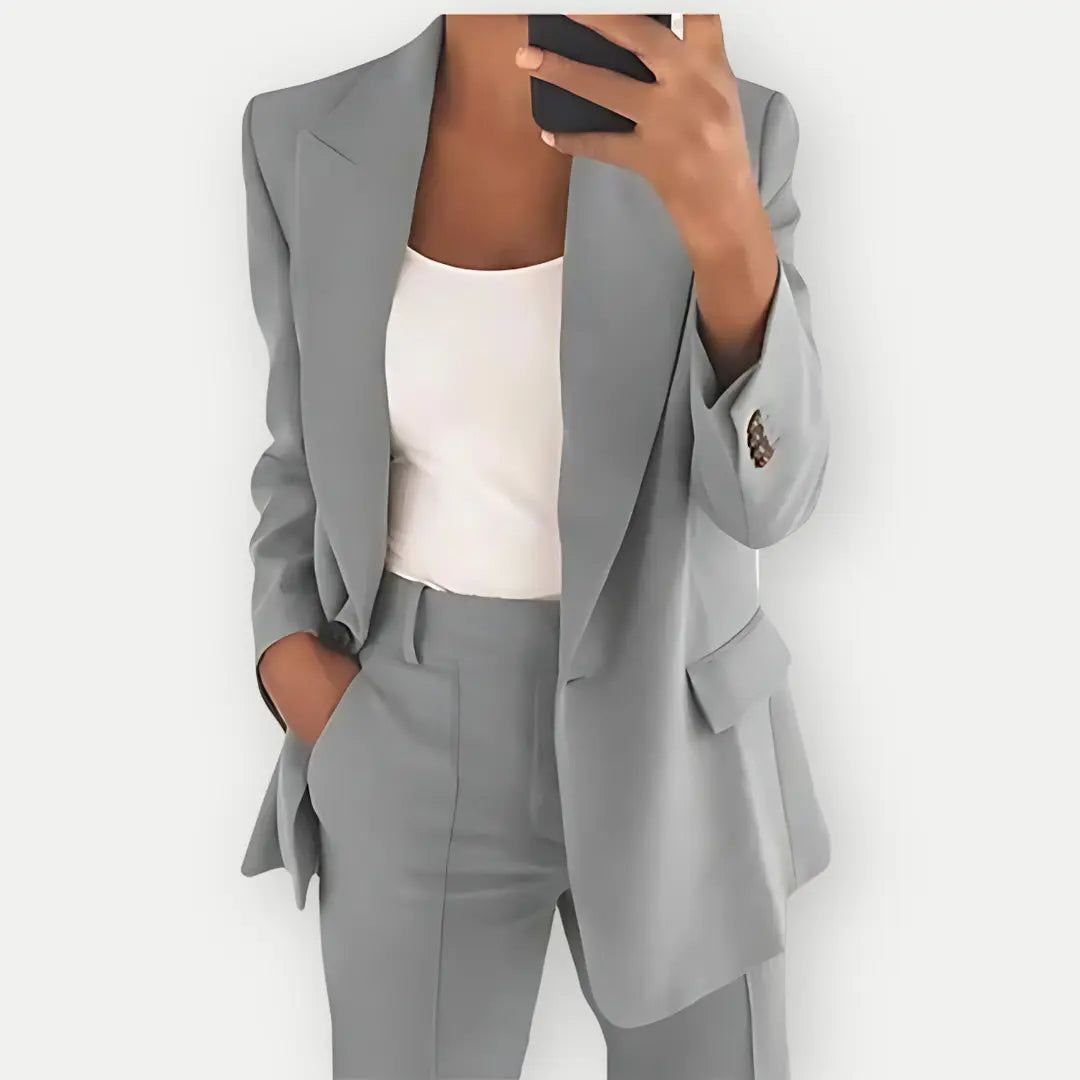 Women's Tailored Blazer and Trouser Set | Elegant Professional Outfit-Suits & Blazers-Mykonostore-Gray-S-Mykonostore
