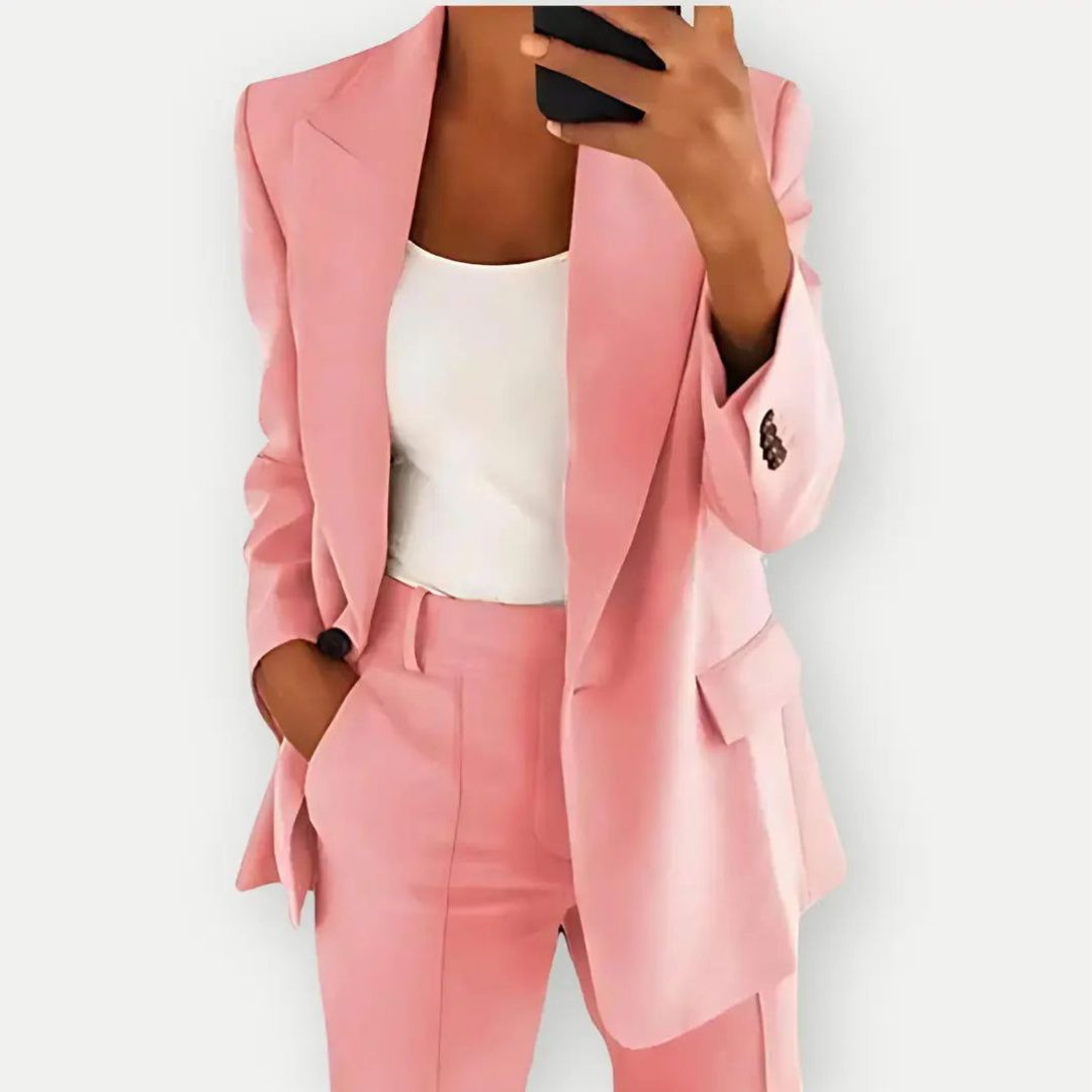 Women's Tailored Blazer and Trouser Set | Elegant Professional Outfit-Suits & Blazers-Mykonostore-Pink-S-Mykonostore