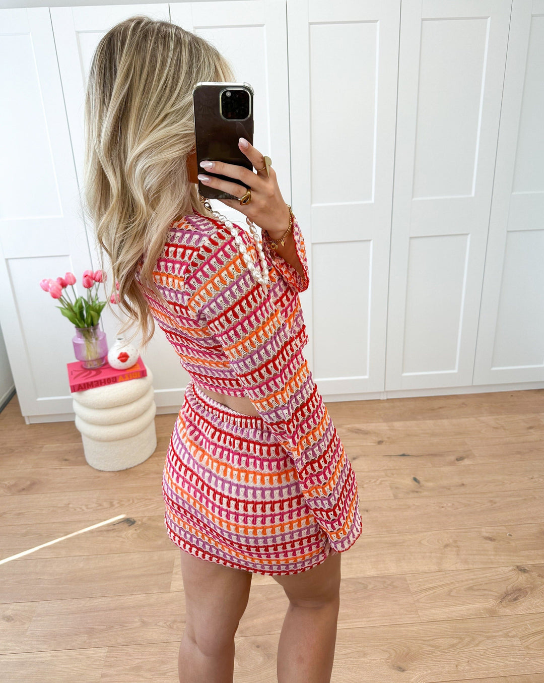 Women's Textured Cotton Blend Two-Piece Set | Stylish Cropped Top and Mini Skirt-Mykonostore-Mykonostore