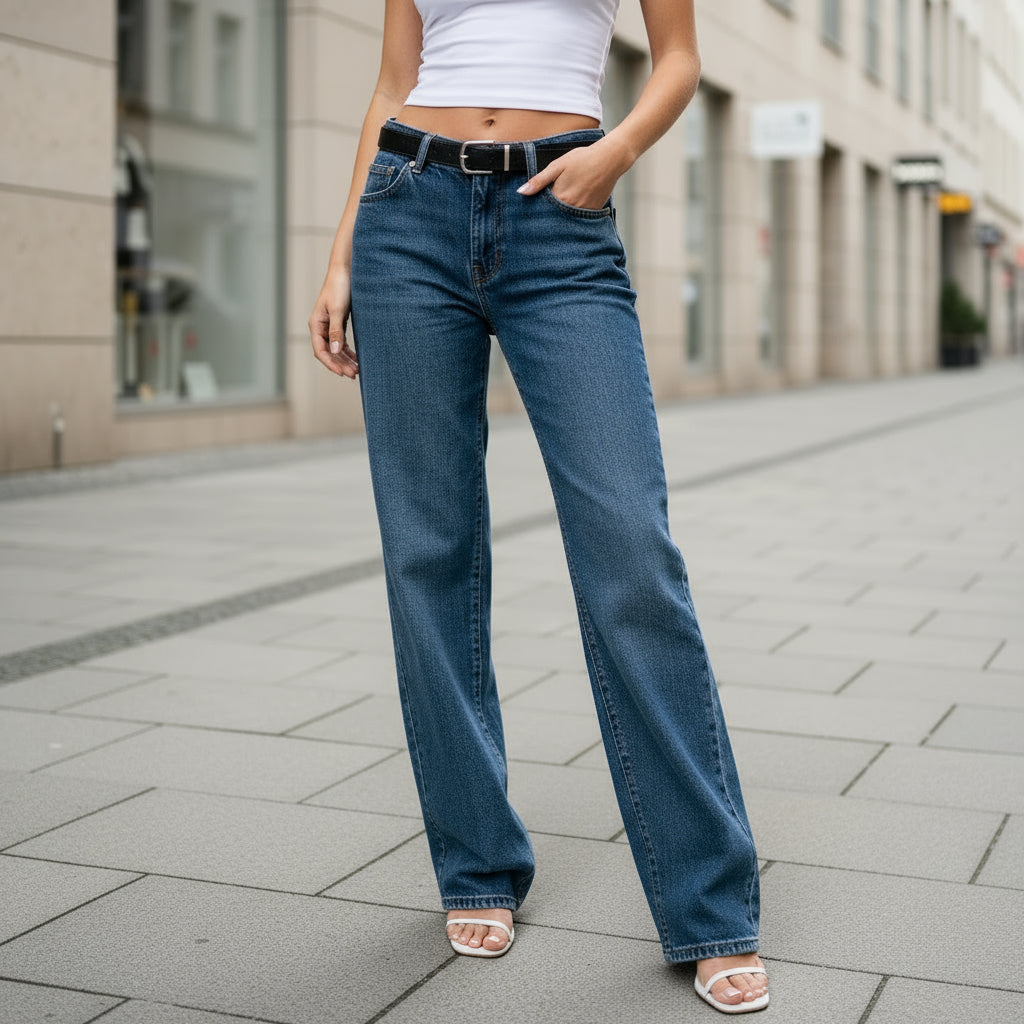 Women's Trendy Denim Jeans | Low Rise Casual Fit Pants-Jeans-Mykonostore-Dark Blue-S-Mykonostore