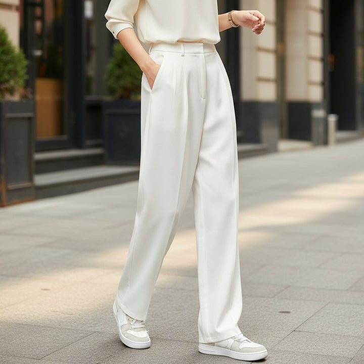 Women's Trousers | Wide Leg Relaxed Fit Elegant Design-Women’s Trousers-Mykonostore-Mykonostore