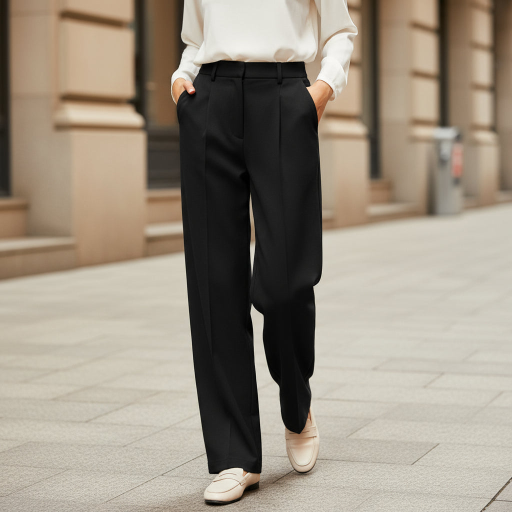 Women's Trousers | Wide Leg Relaxed Fit Elegant Design-Women’s Trousers-Mykonostore-Black-S-Mykonostore