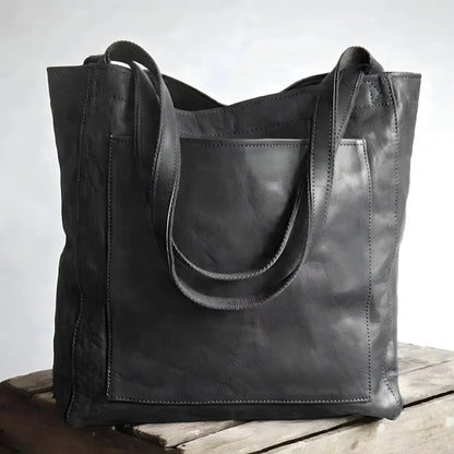 Women's Vintage Leather Handbag | Elegant Soft-Touch Suede Lining-Mykonostore-Black-Mykonostore