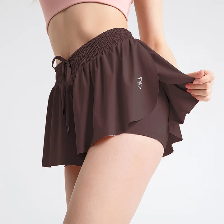 Womens's Breathable Tennis Shorts | Stylish Dual-Layer Design-Mykonostore-Coffee-XS-Mykonostore