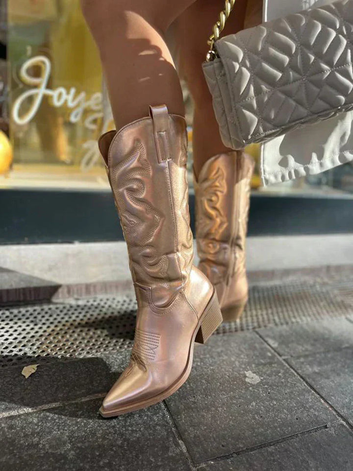 Zamiris – Ankle Boots | Metallic western style, stylish ankle look-Mykonostore-Mykonostore