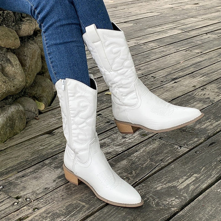 Zamiris – Ankle Boots | Metallic western style, stylish ankle look-Mykonostore-white-5-Mykonostore
